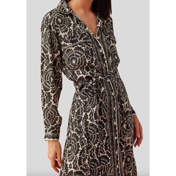 NWT Omika Palma Maxi Button Down Dress Carmen Black Graphite New Small - Picture 3 of 7